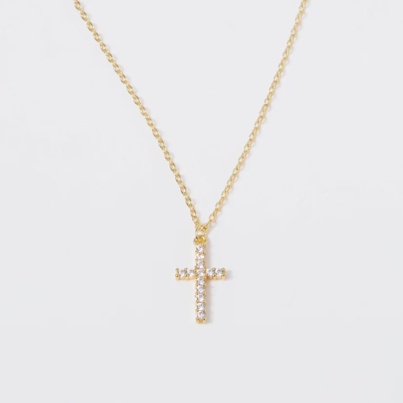Coastal Grit Crystal Cross Necklace