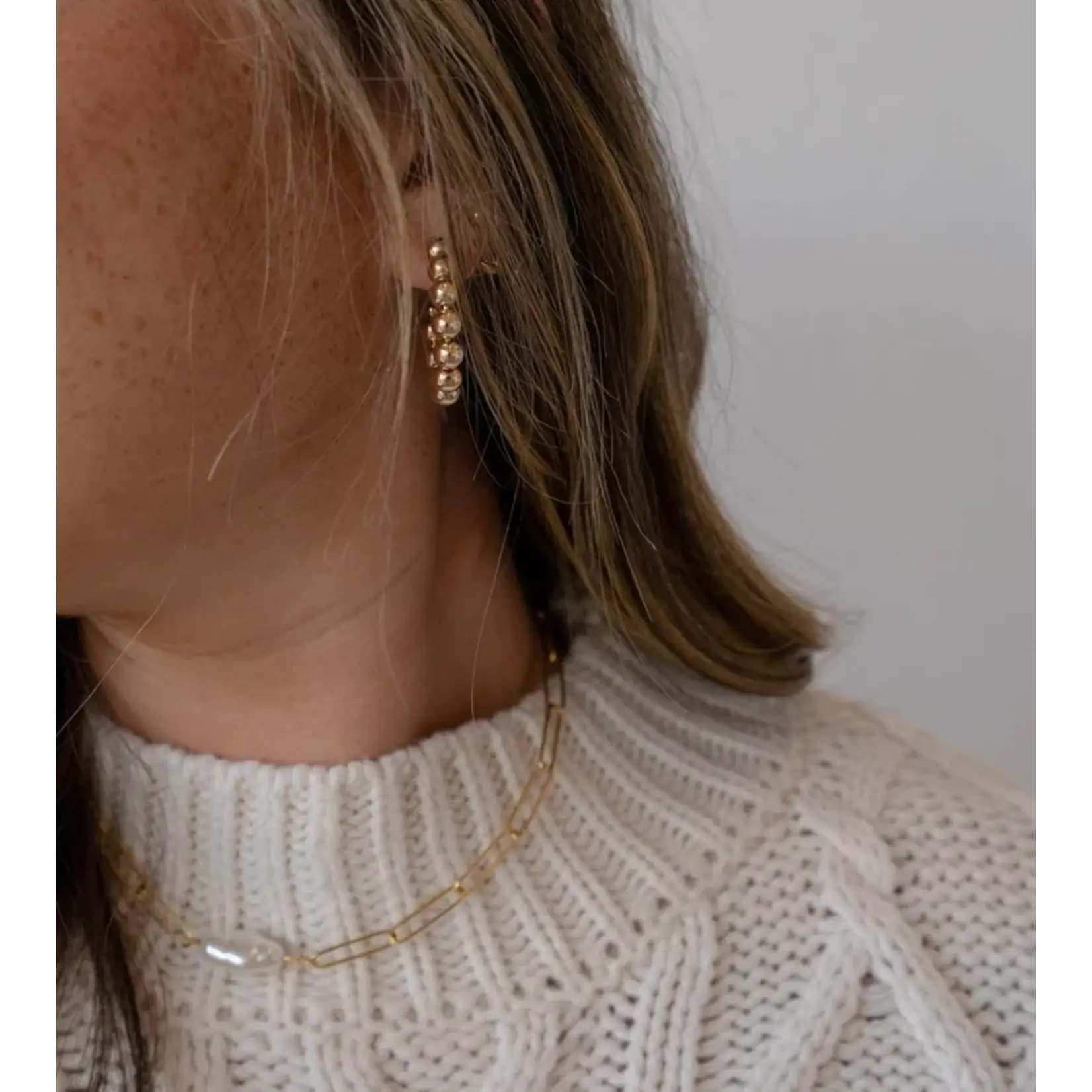 Coastal Grit Paperclip Freshwater Pearl Necklace