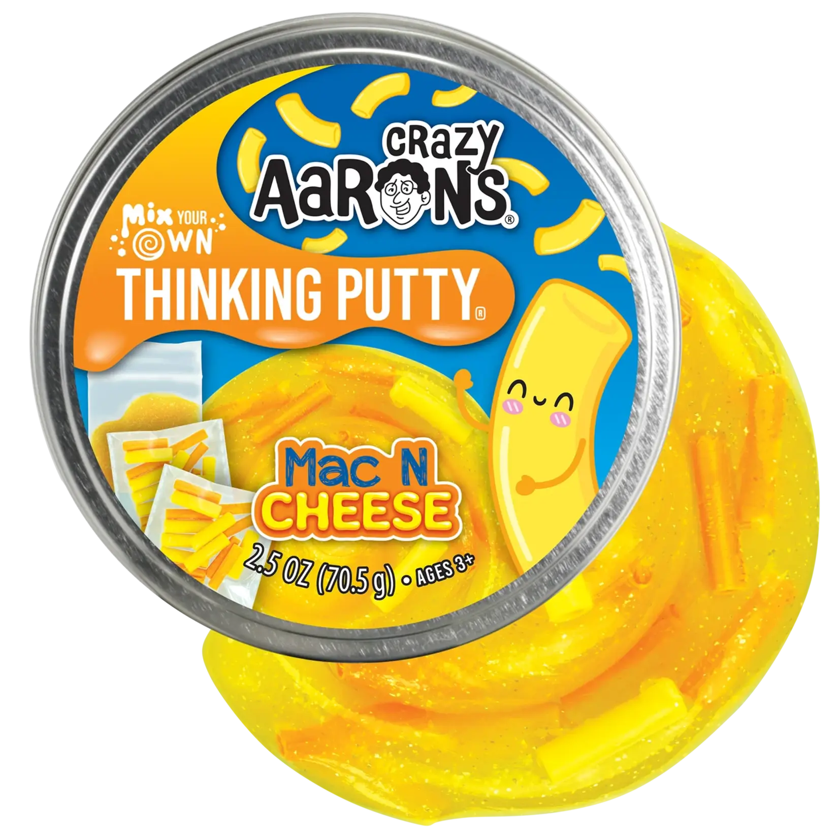 Crazy Aarons Mac & Cheese Mix It Full Size 4" Thinking Putty Tin