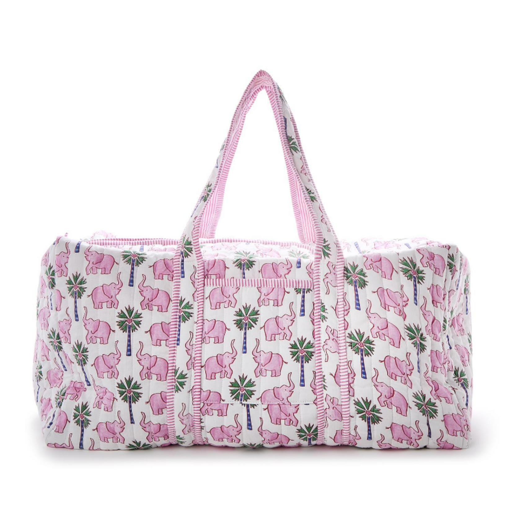 Two's Company Lucky Elephant Printed Cotton Quilted Weekender Bag
