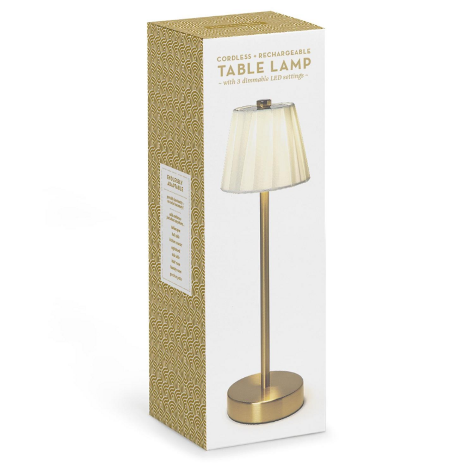 Two's Company LED Portable Cordless Adjustable Table Lamp with Pleated Fabric Lamp Shade