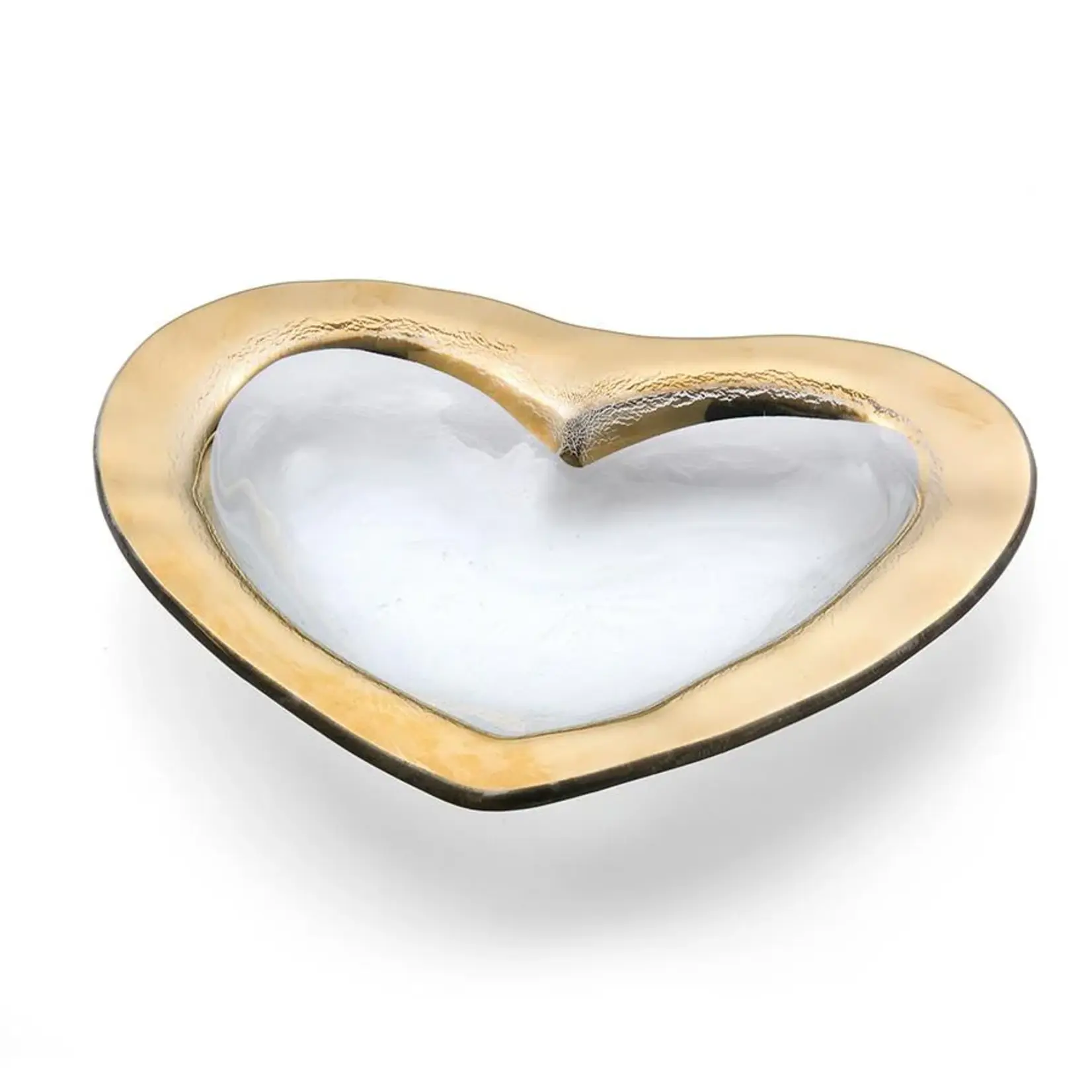 Annieglass Annieglass Heart Medium Bowl, Gold Roman Antique, 8"