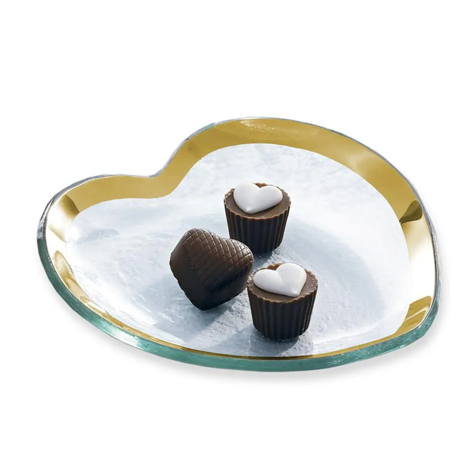 Annieglass Heart Plate Gold, 7"