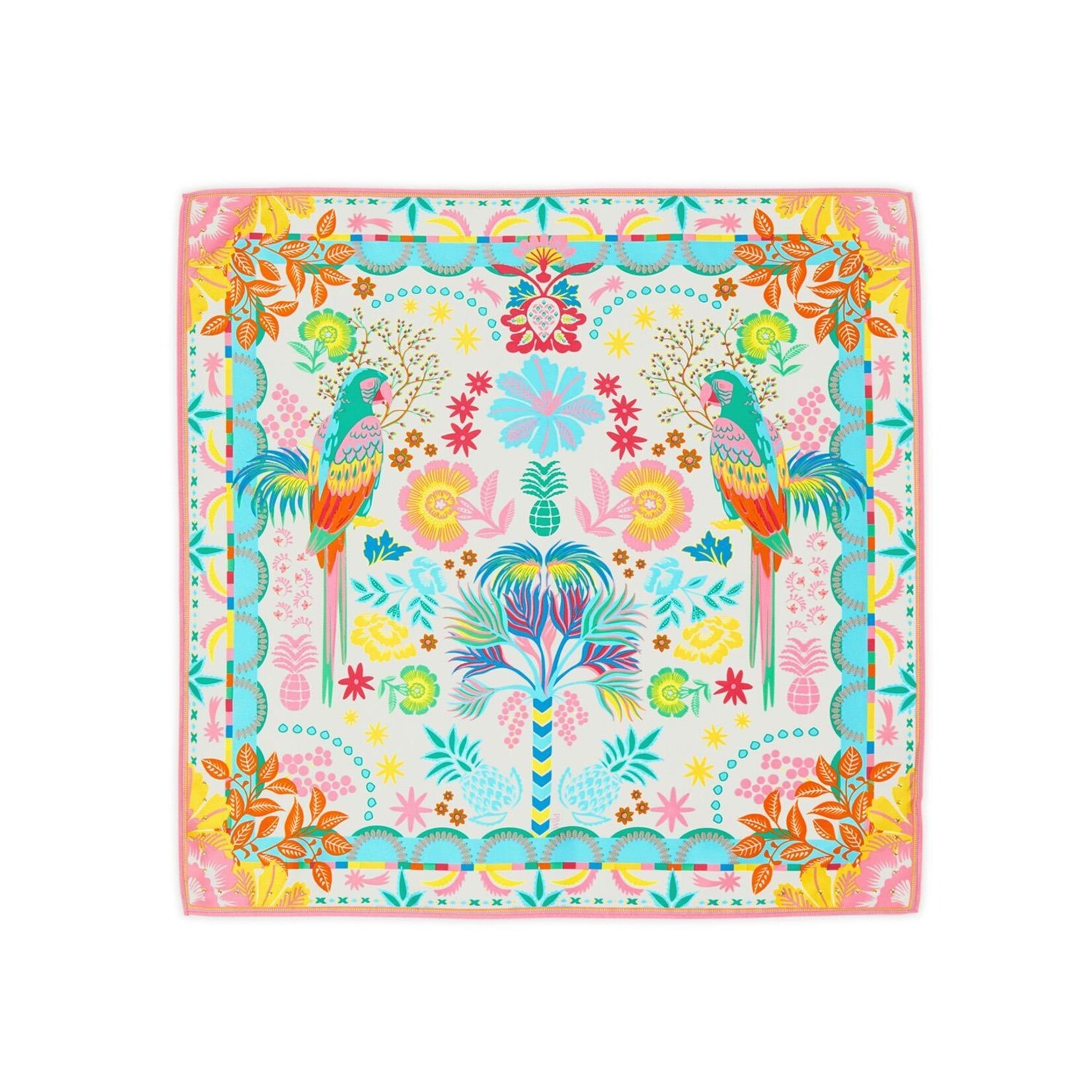 Two's Company Babouchka Blanc Print Mini Square Scarf Designed by Wild Paris