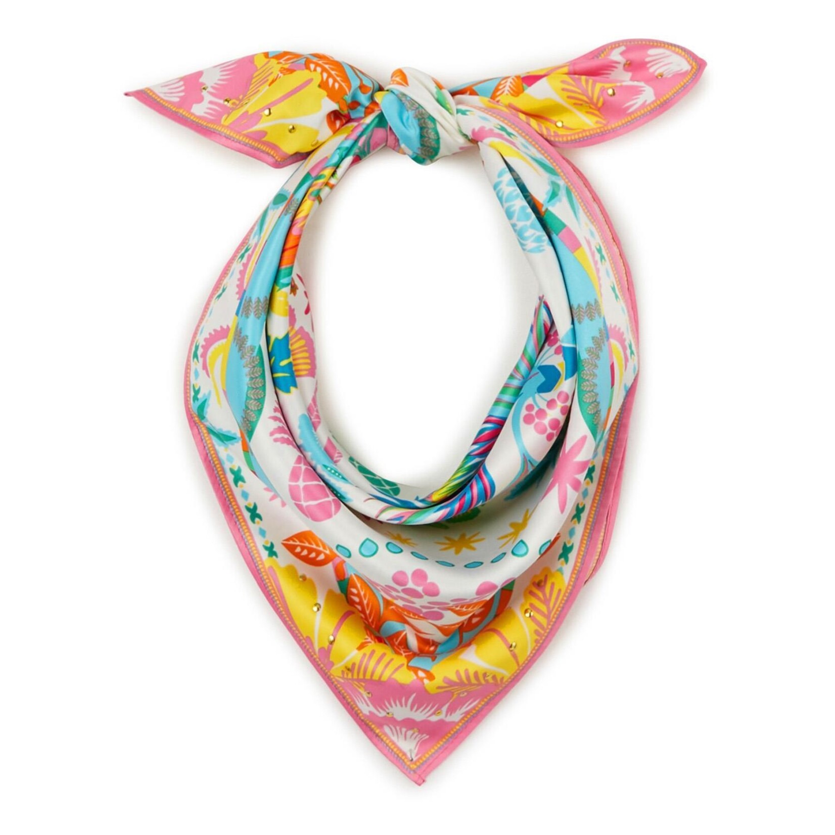 Two's Company Babouchka Blanc Print Mini Square Scarf Designed by Wild Paris