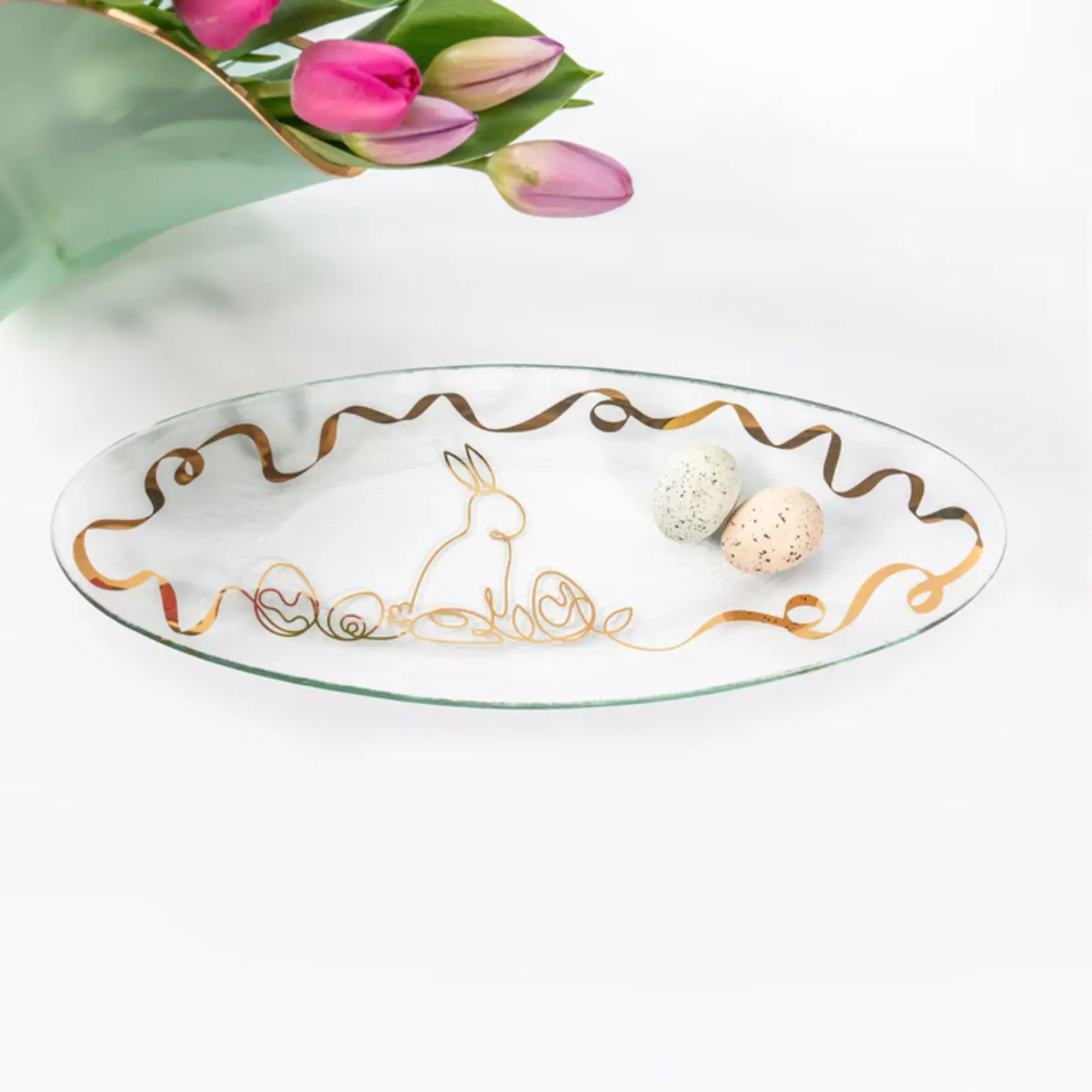 Annieglass Bunny Oval Tray