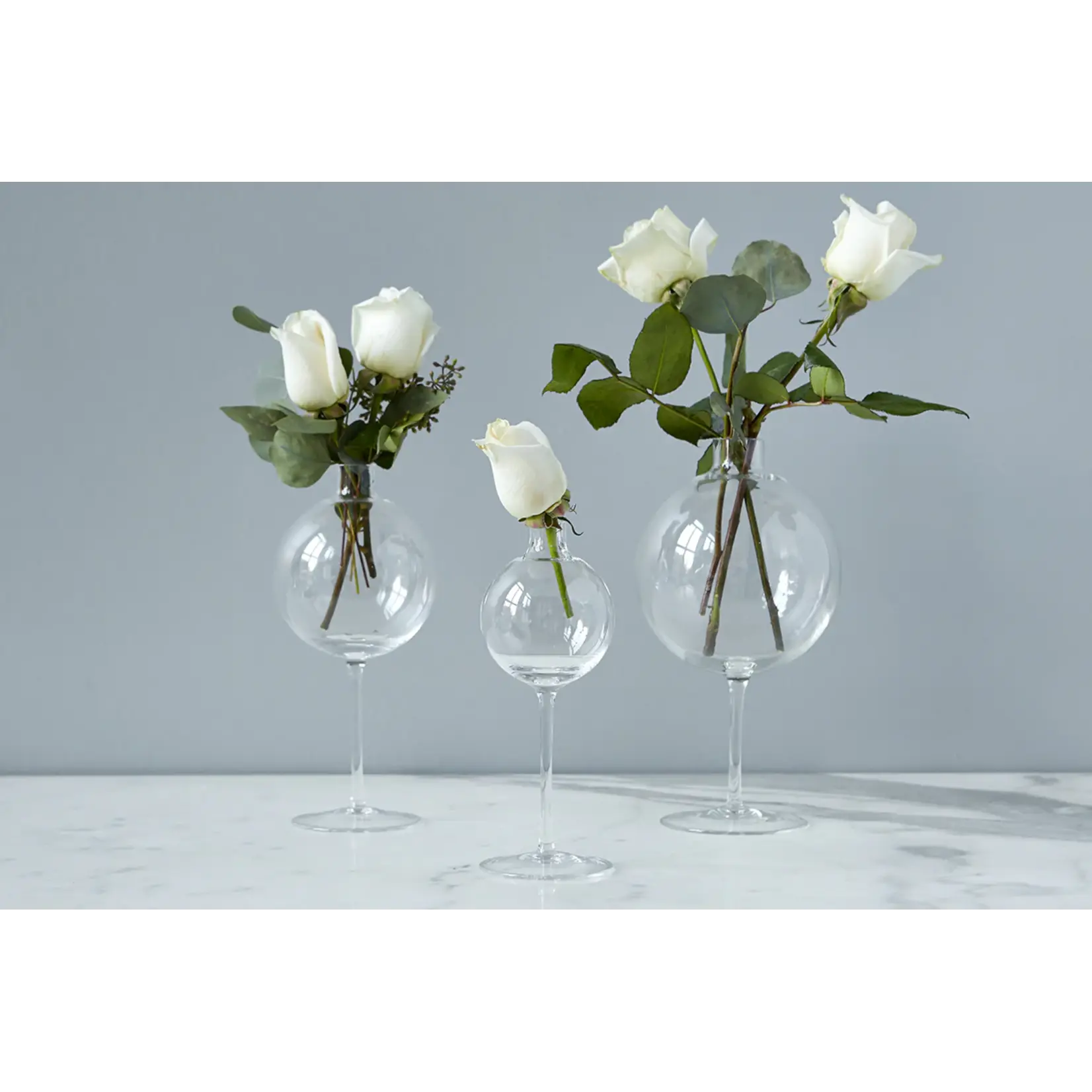 Etu Home Clear Wine Glass Shaped Flower Vase, Large