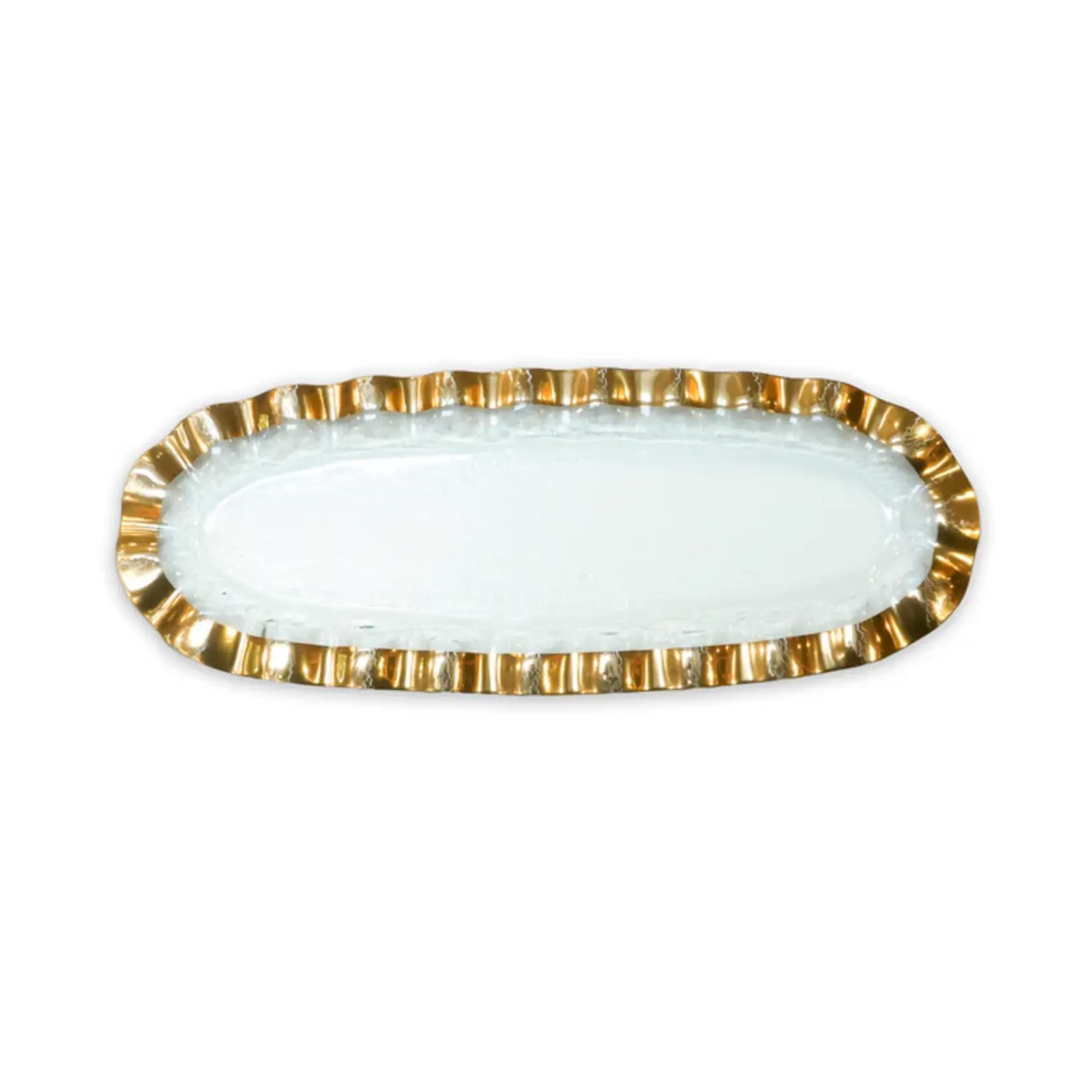 Annieglass Ruffle Medium Oval Tray Gold