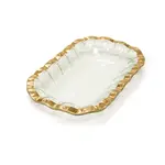 Annieglass Ruffle Rectangular Bowl, Gold, 11.25x7