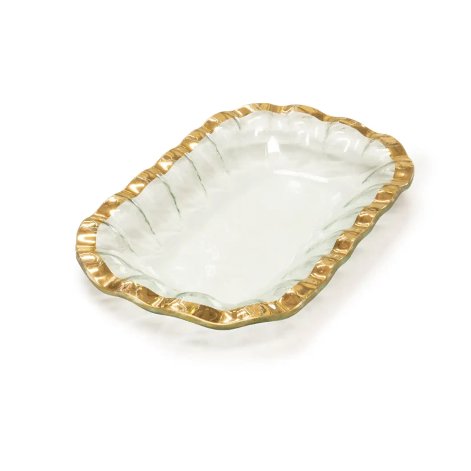 Annieglass Ruffle Rectangular Bowl, Gold, 11.25x7