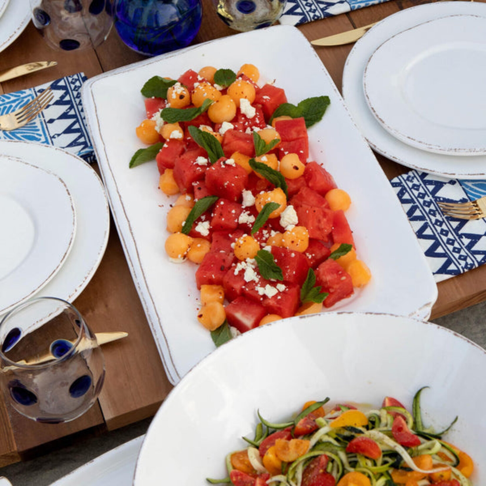 Vietri Lastra Melamine White Rectangular Platter