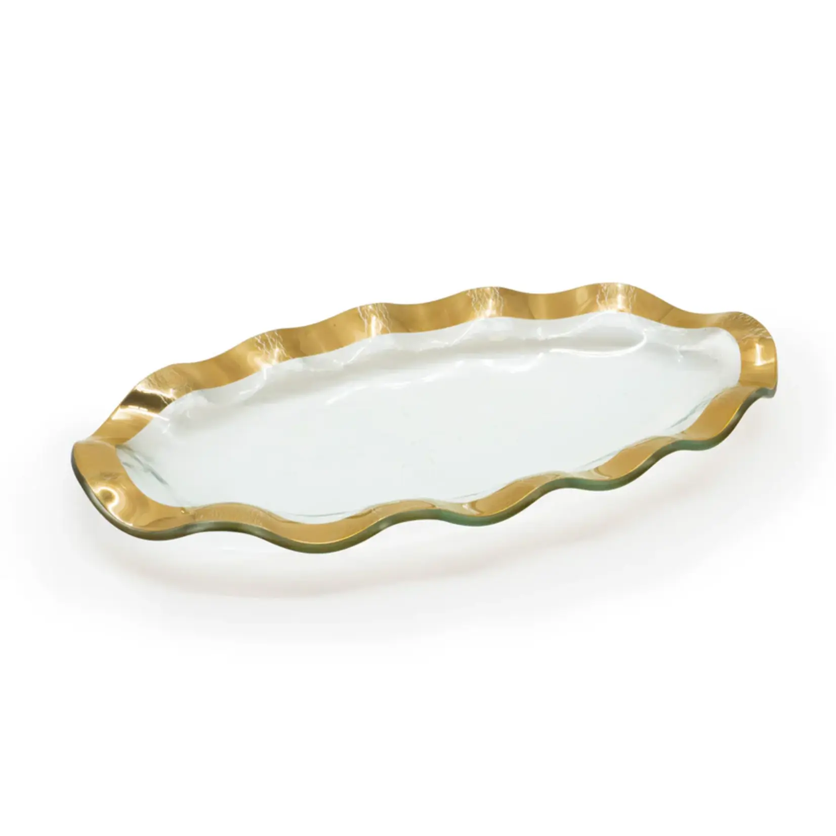 Annieglass Ruffle Mini Oval Tray Gold