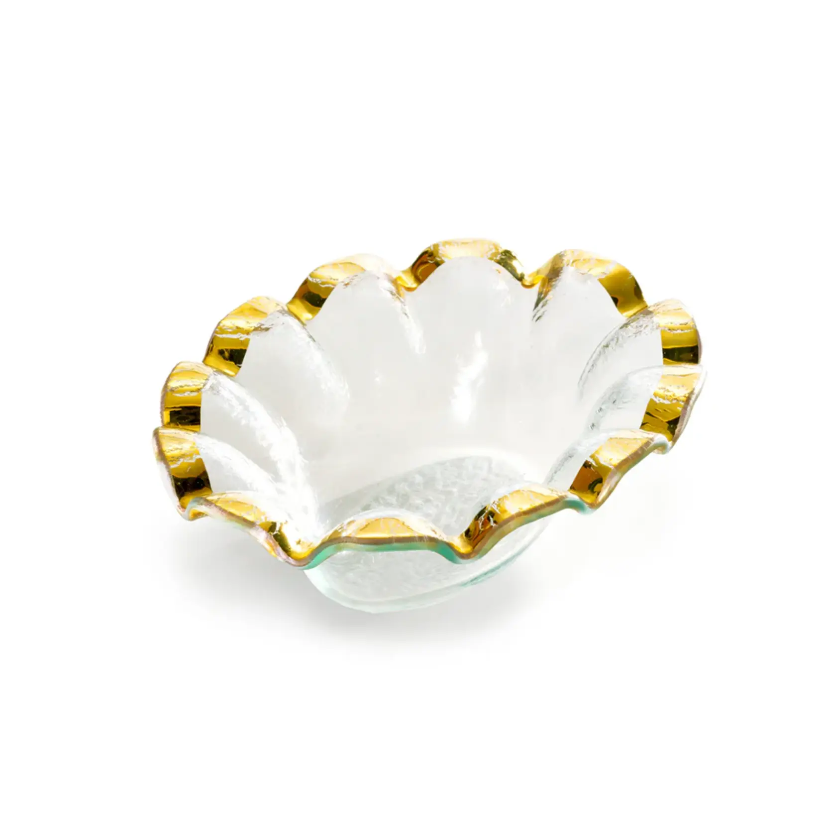 Annieglass Ruffle Oval Dip Bowl, Gold, 8 1/4x6 1/2