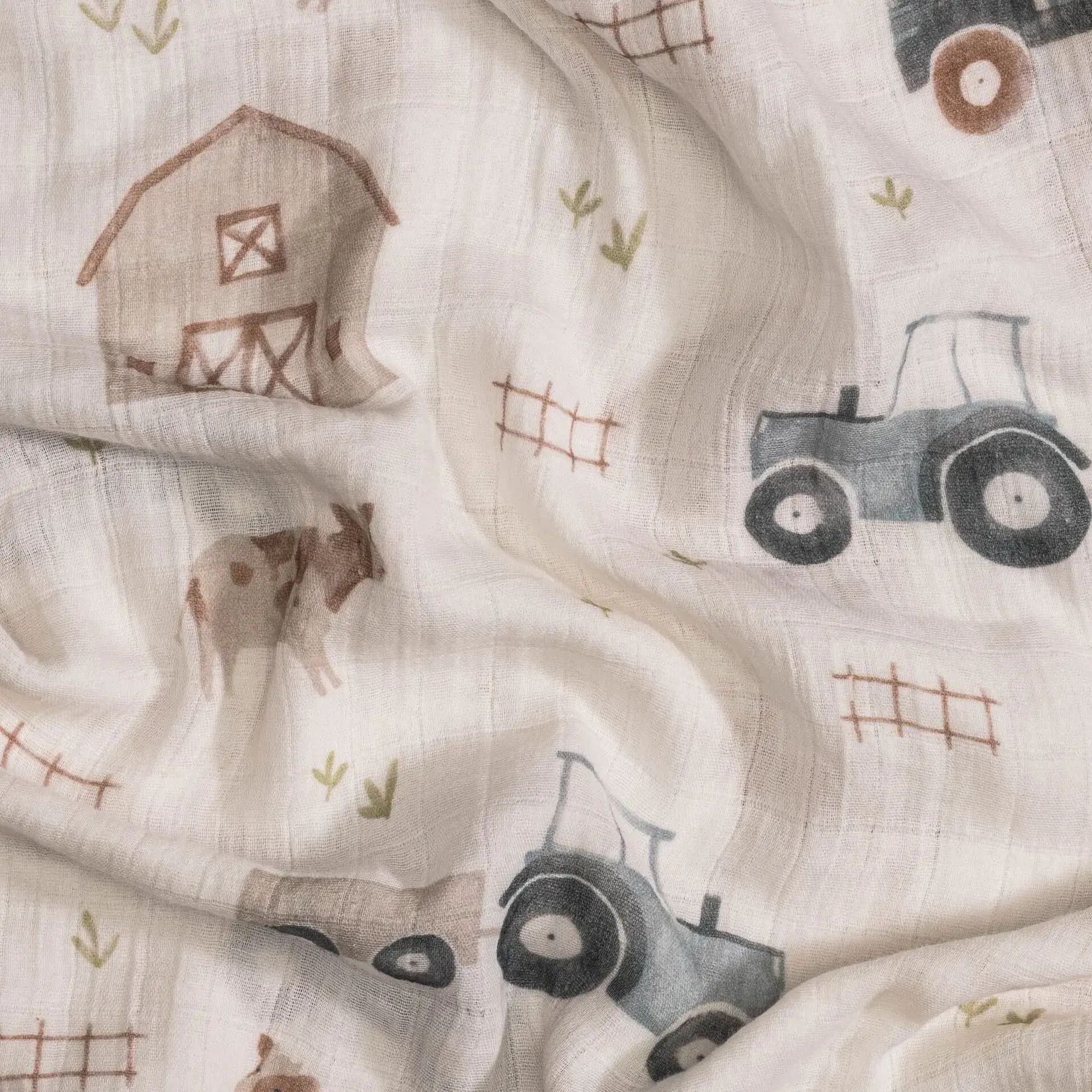 Crane Baby Charlie 2pc Farmhouse Tractor/Dot Swaddle Set