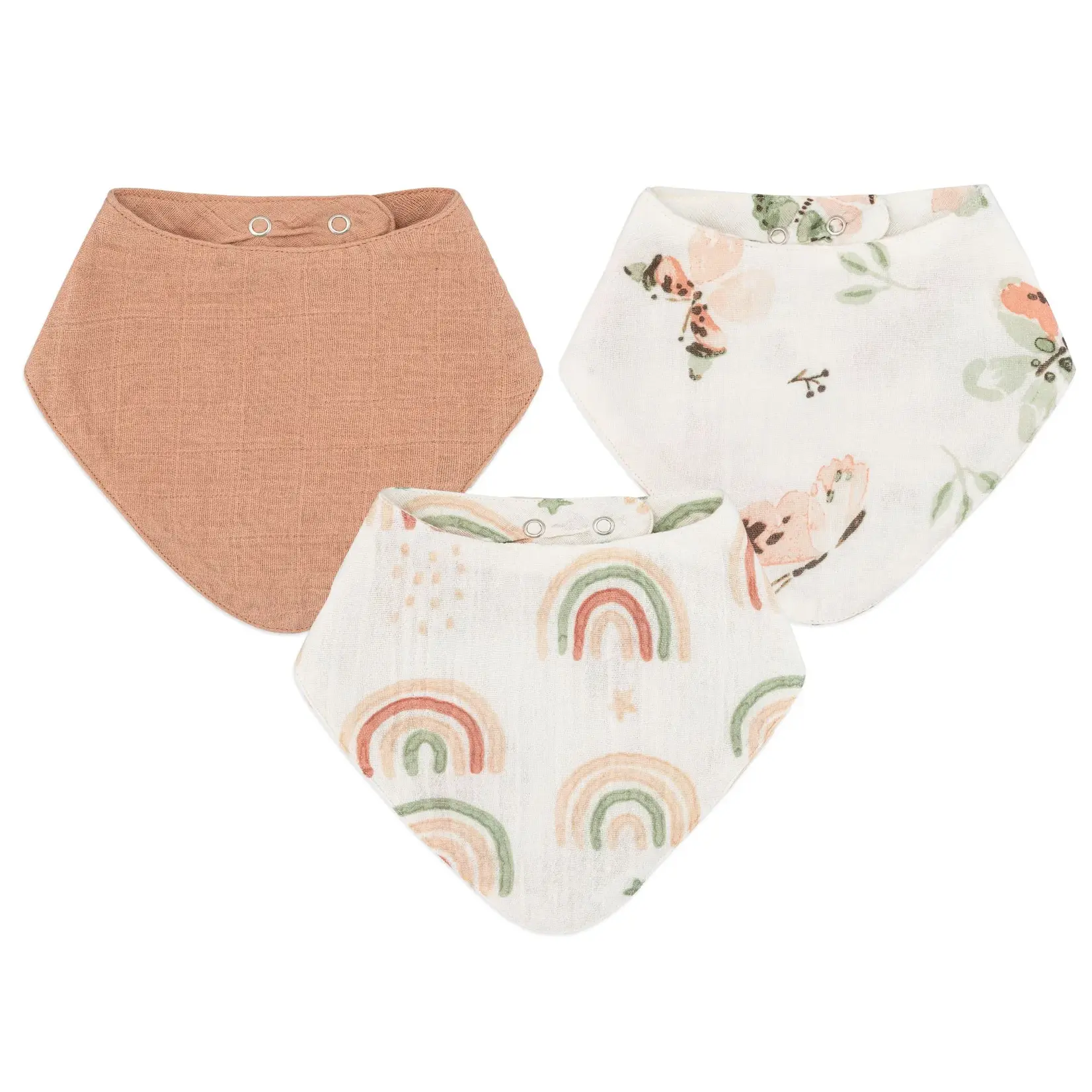 Crane Baby Parker 3pc Muslin Bib Set Rainbow/Butterfly