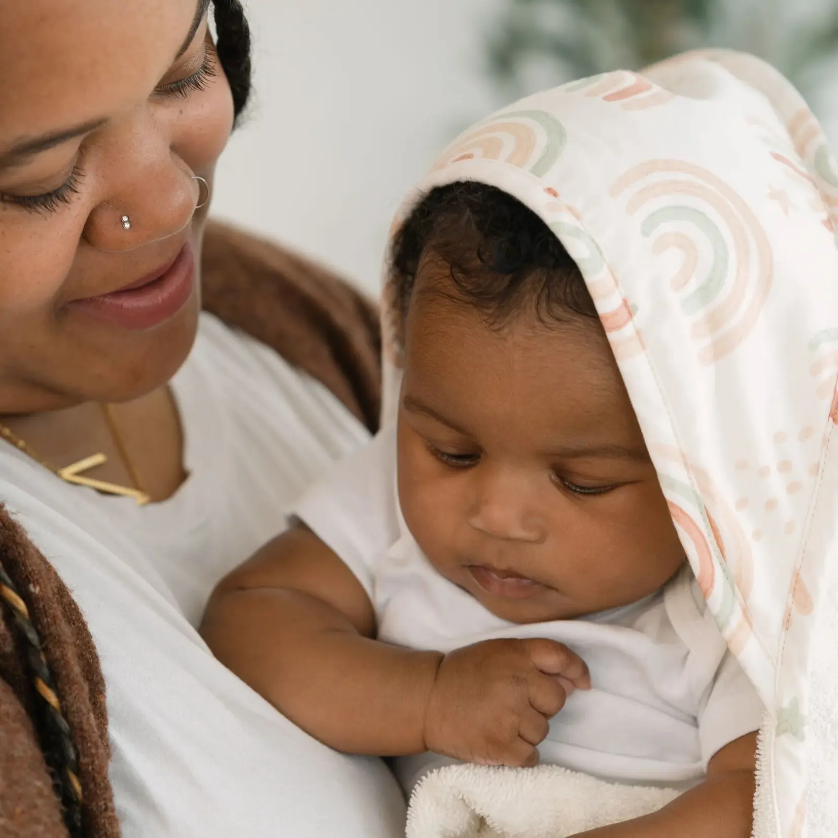 Crane Baby Parker Baby Hooded Towel Rainbow