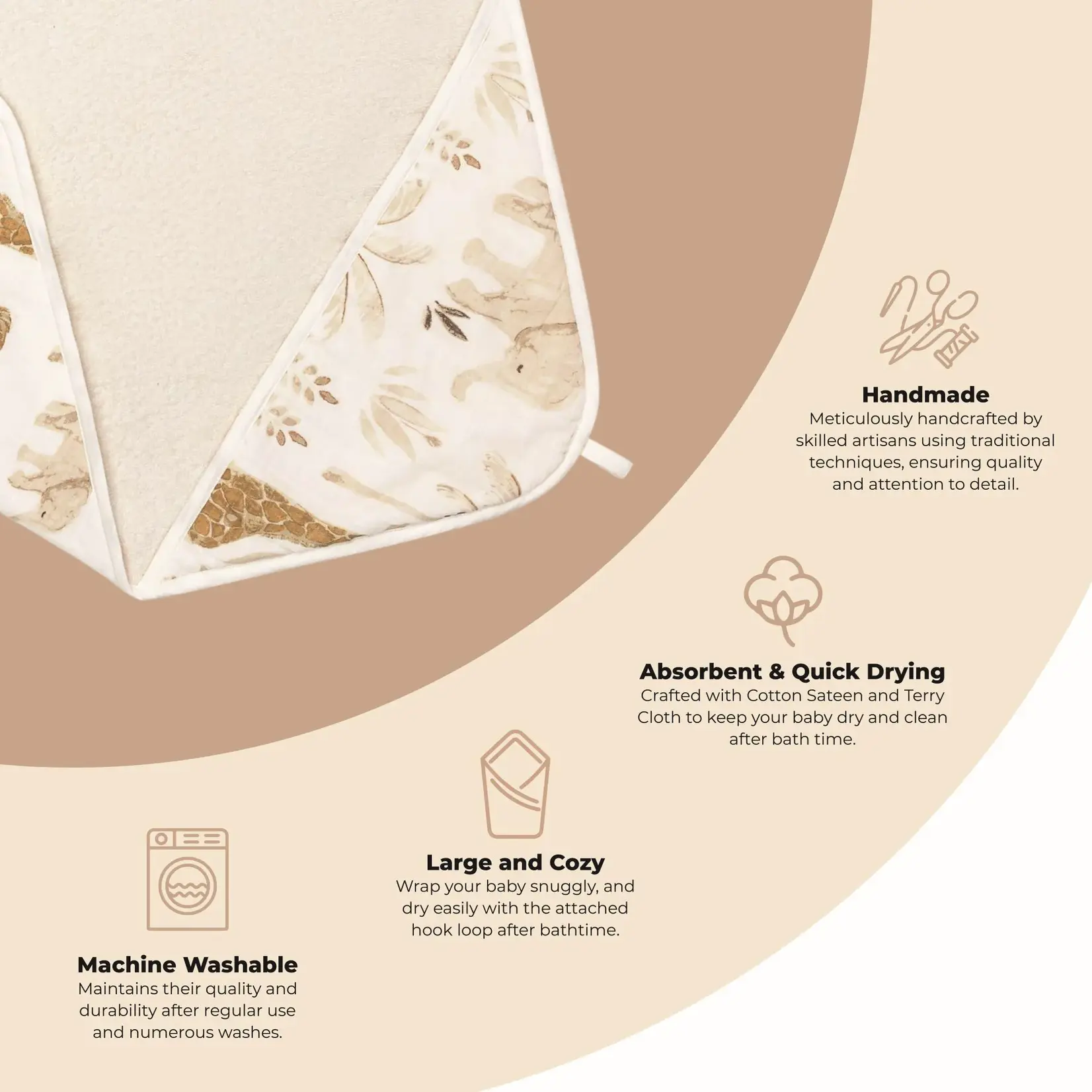 Crane Baby Kendi Baby Hooded Towel Safari Animal