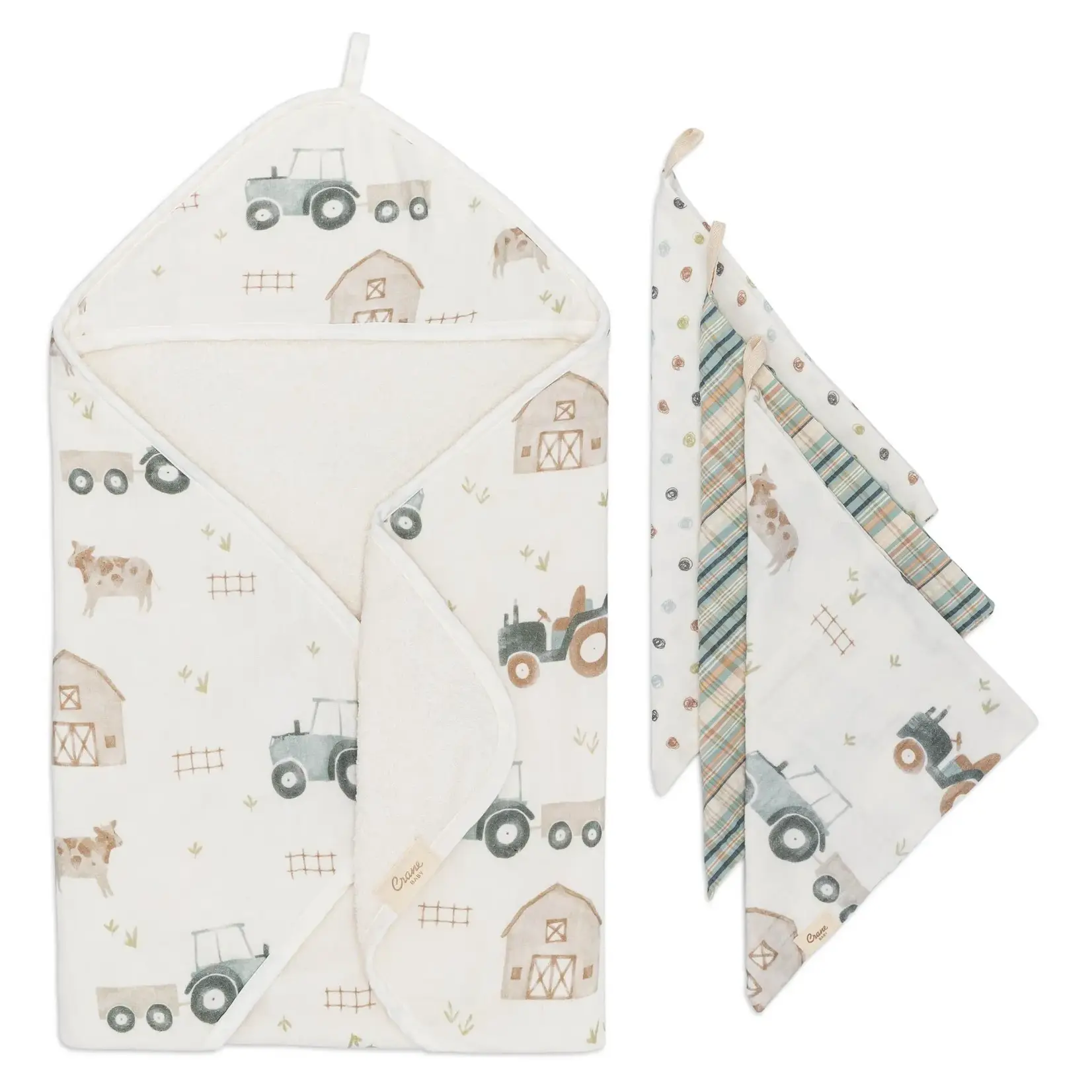 Crane Baby Charlie Farmhouse Tractor HT/Wash Cloth Set