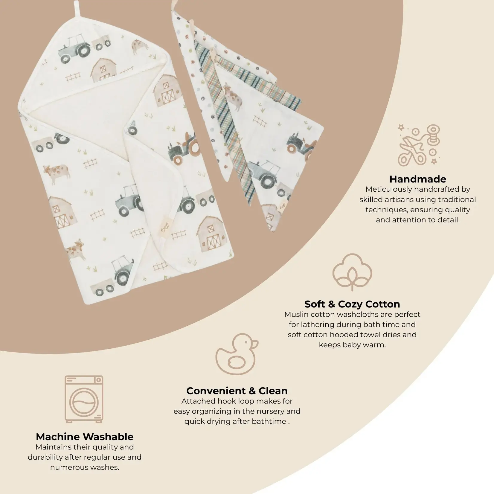 Crane Baby Charlie Farmhouse Tractor HT/Wash Cloth Set