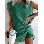 Wholesalesir Sleeveless Top and Short Skirt Two Piece Set Green