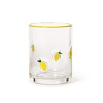Two's Company Lemon Double Old Fashion Hand-Painted Glass