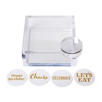 Two's Company Clear Acrylic Cocktail Napkin Holder with Clear Acrylic Paper Weight