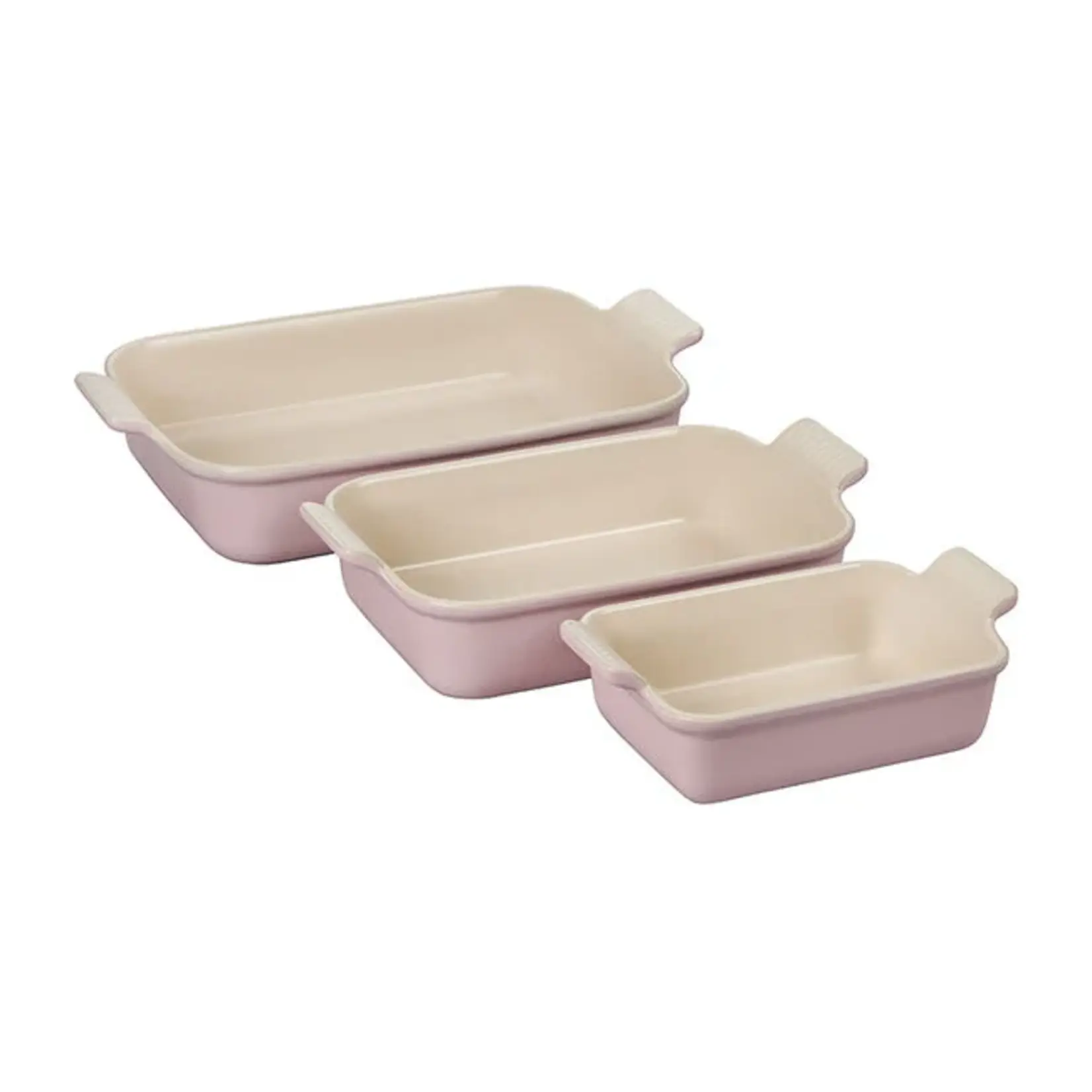 Le Creuset Heritage Set of 3 Rectangular Dishes - Chiffon Pink