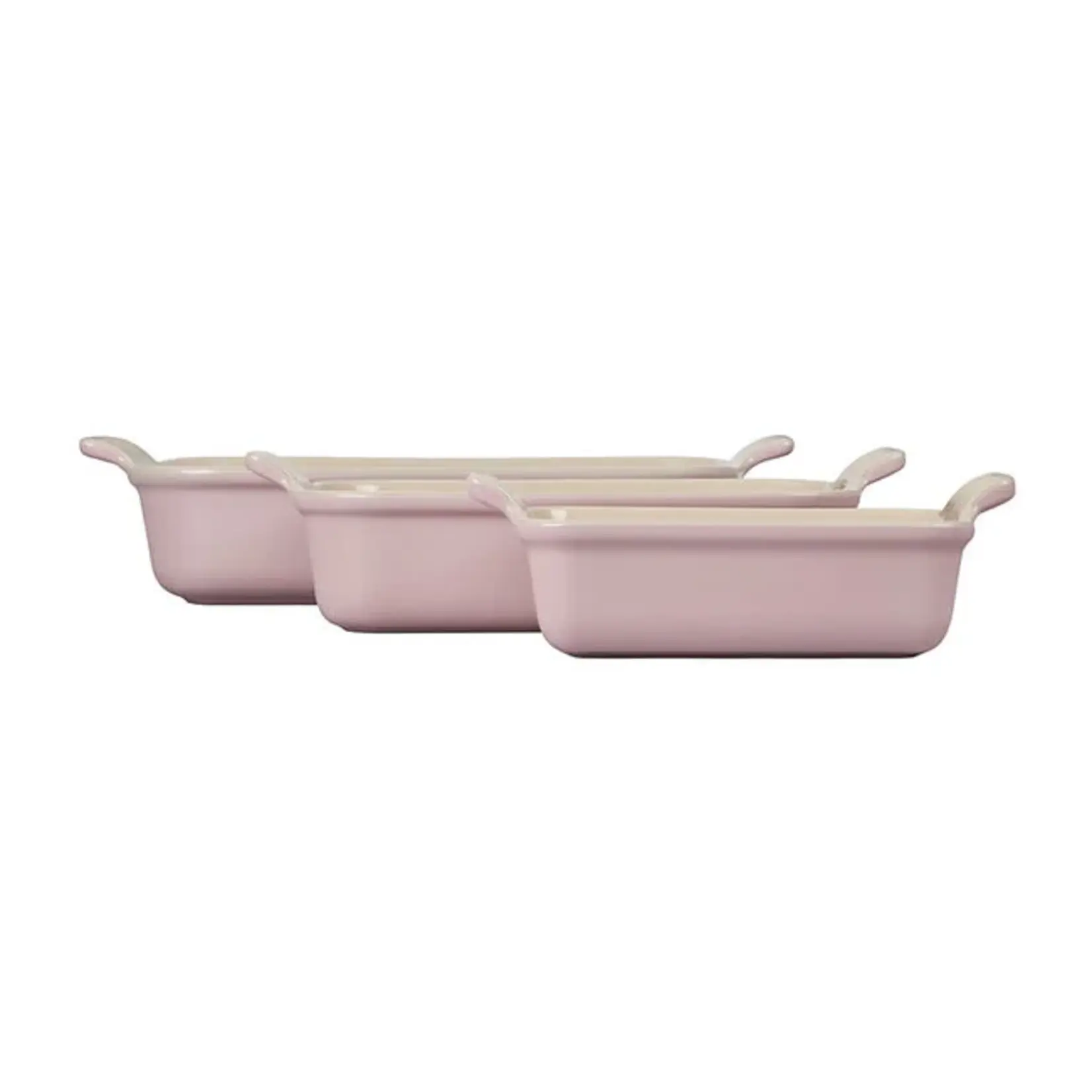 Le Creuset Heritage Set of 3 Rectangular Dishes - Chiffon Pink