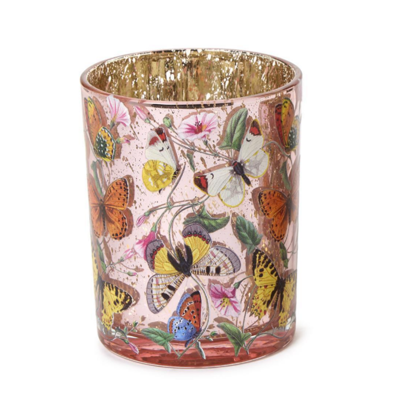 Two's Company Butterfly Silhouette Antiqued Tealight / Votive Candleholder Large