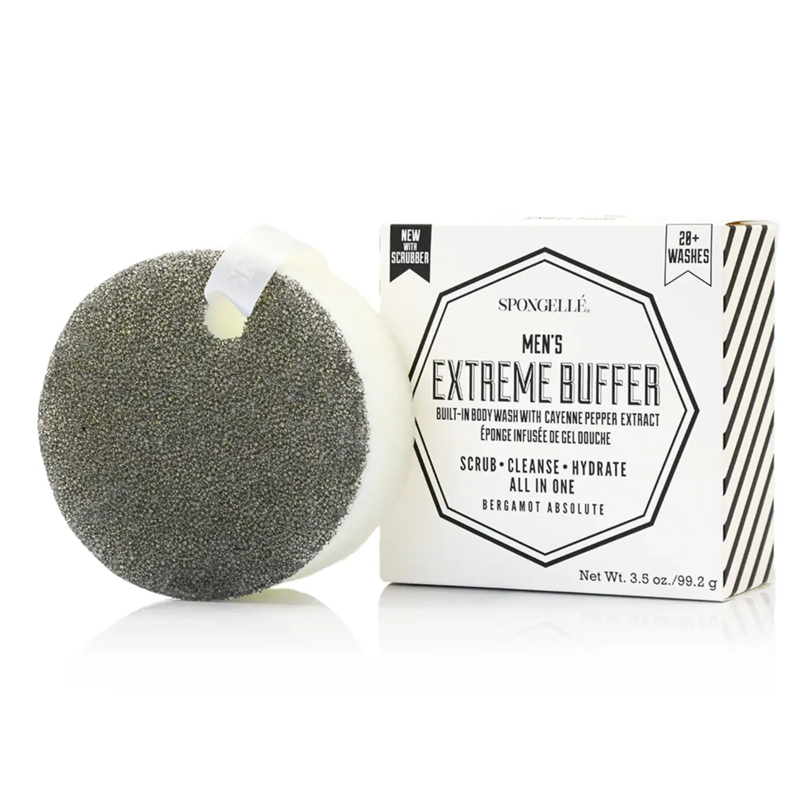 Spongelle Men's Extreme Buffer with Black Scrubber Bergamot Absolute