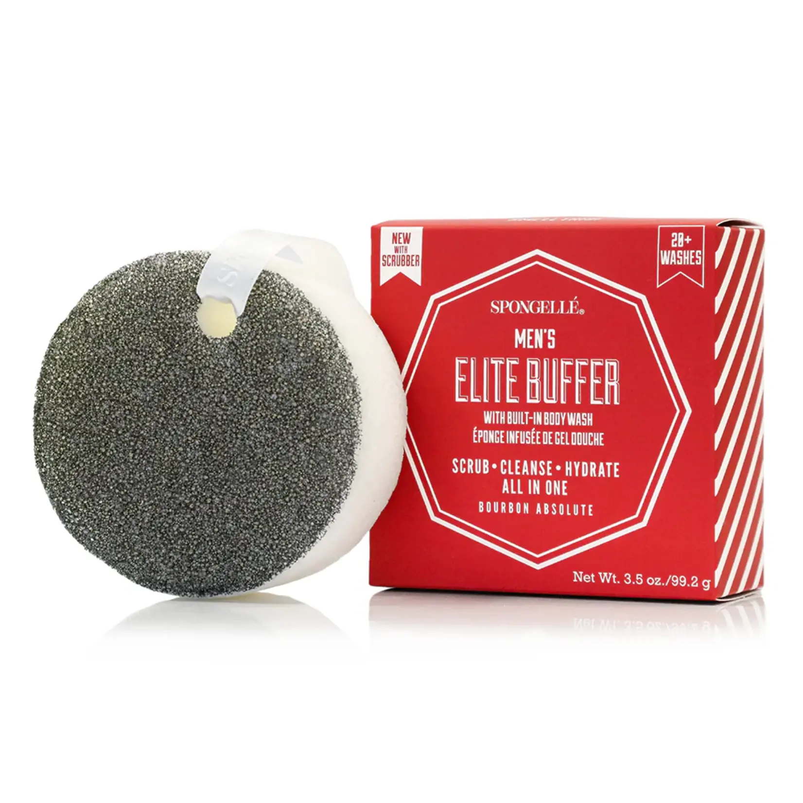 Spongelle Men's Elite Buffer with Black Scrubber Bourbon Absolute
