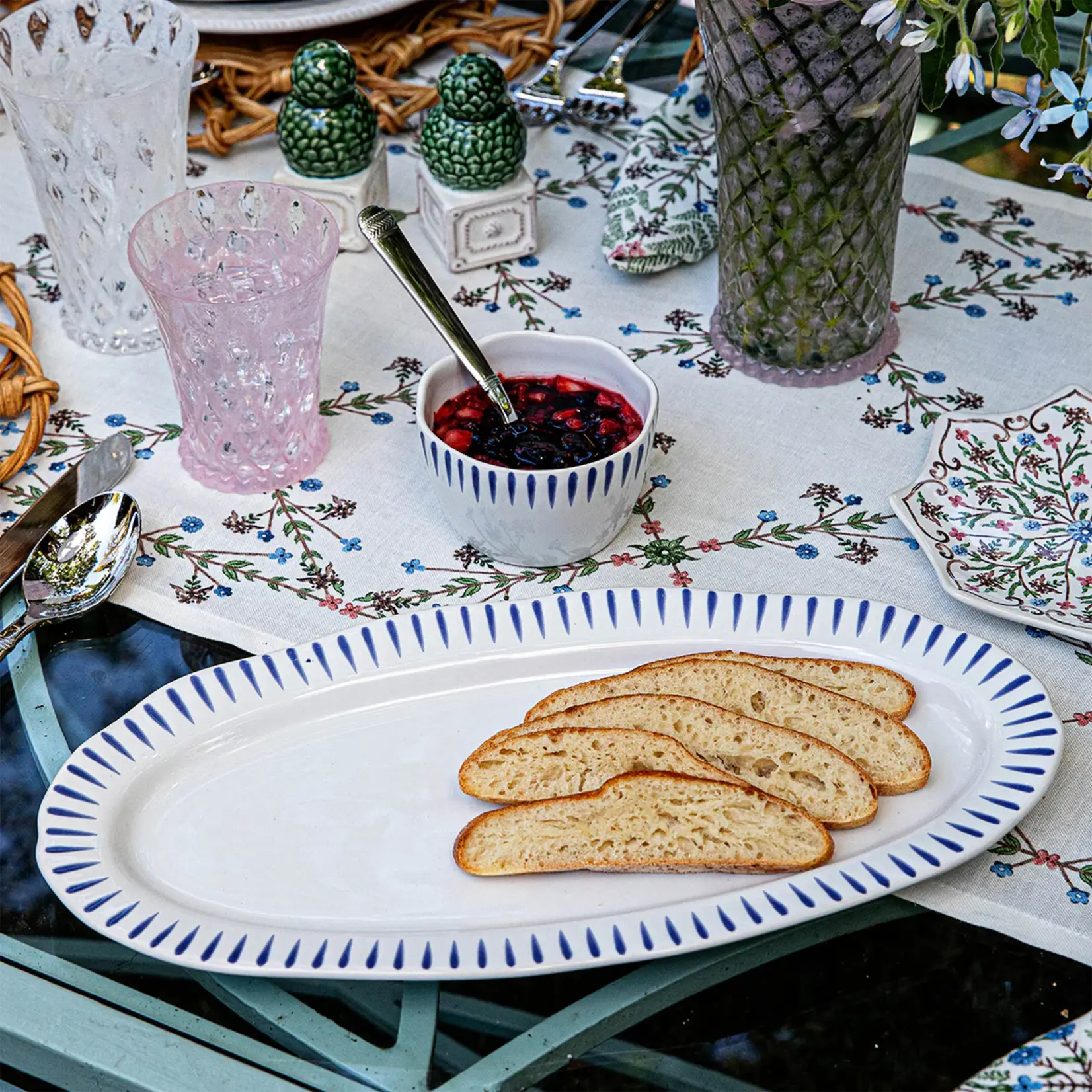 Juliska Sitio Stripe Delft Blue 15" Hostess Tray