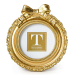 Two's Company Golden Bow 4" x 4" Round Photo Frame