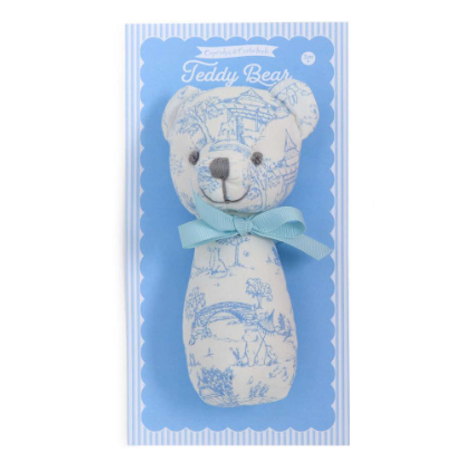 Two's Company Animal Toile Pattern Teddy Bear Rattle