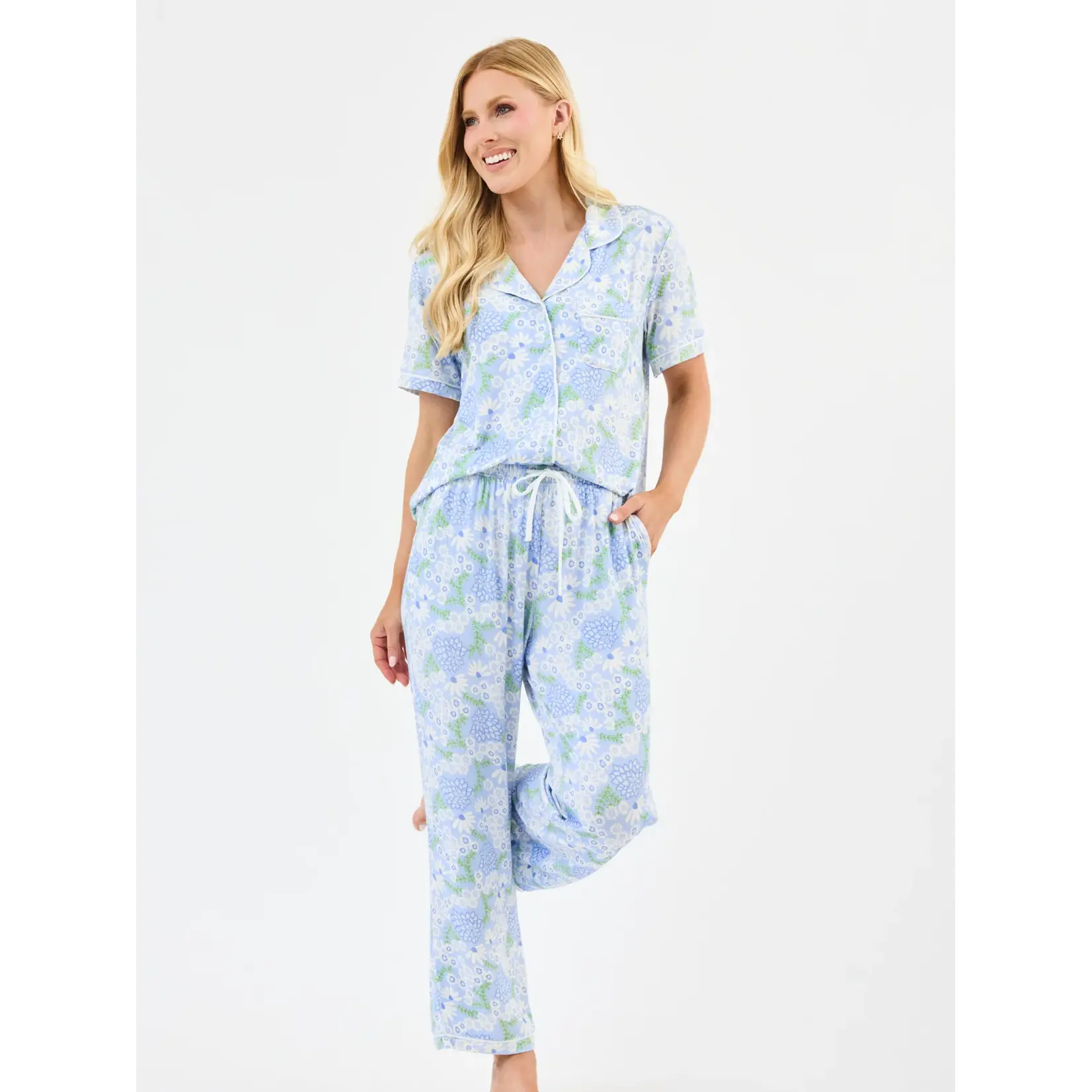 Mary Square Charlotte Pant Set Daisy Chain Blue