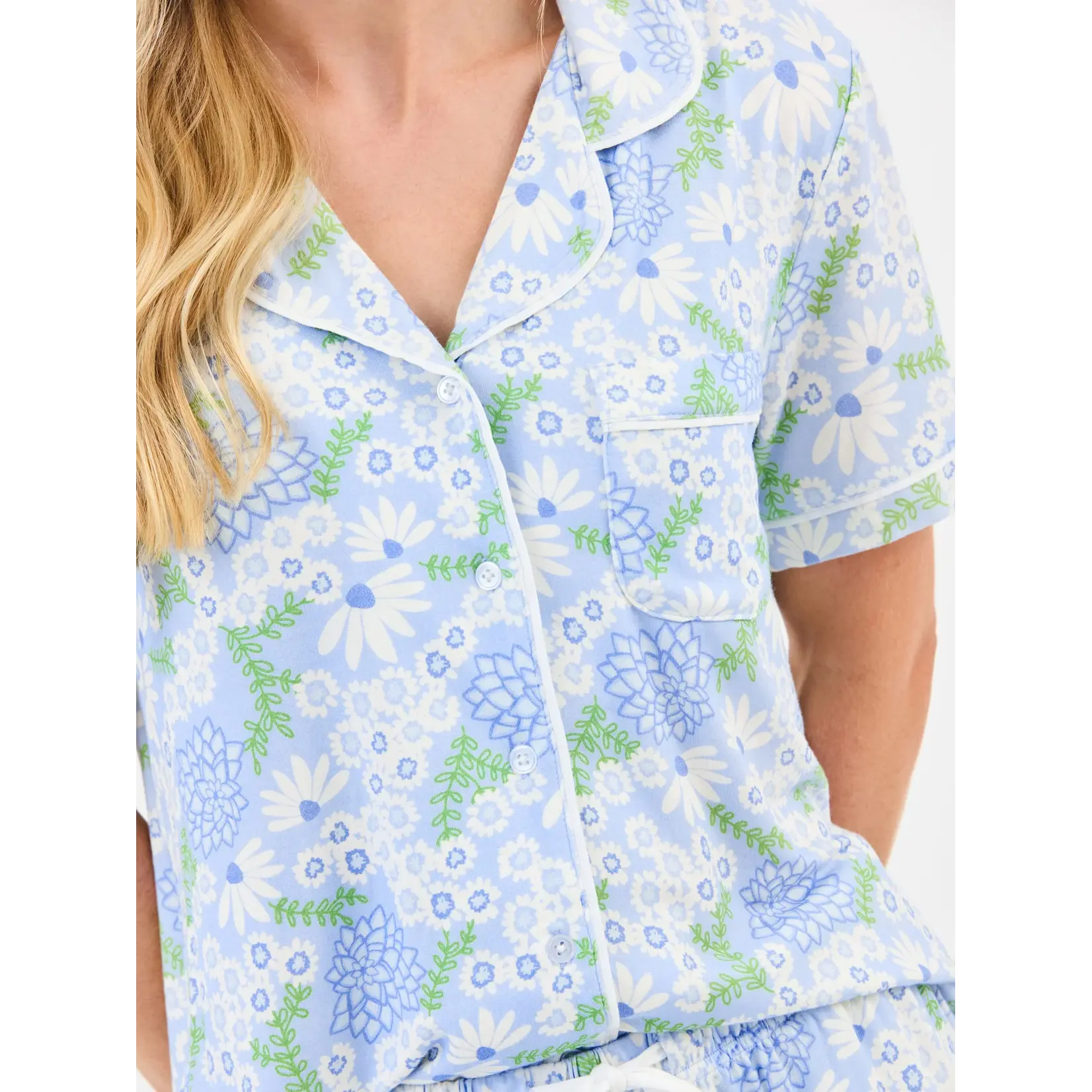 Mary Square Charlotte Pant Set Daisy Chain Blue