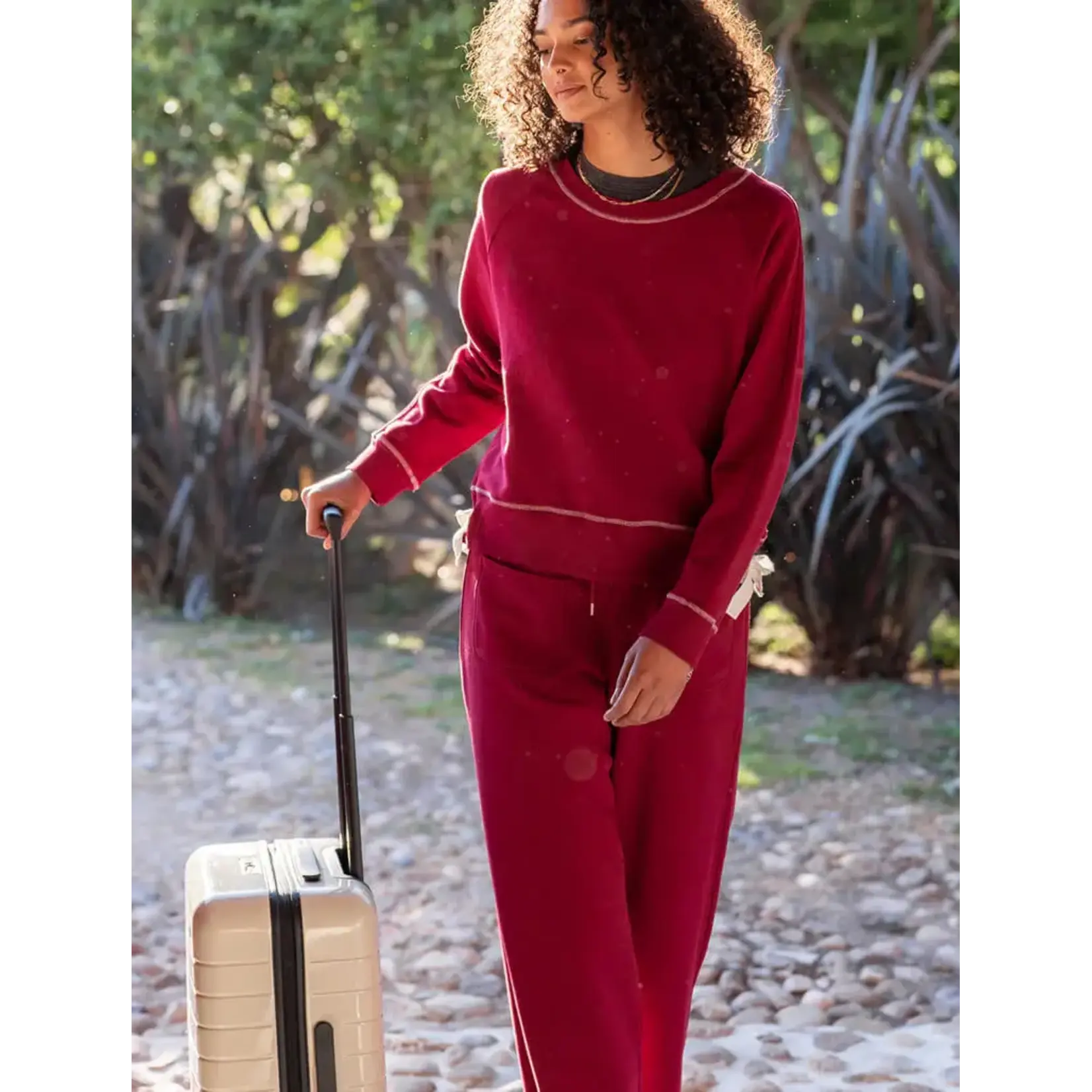 Mersea Frenchie Side Tie Crewneck Winterberry