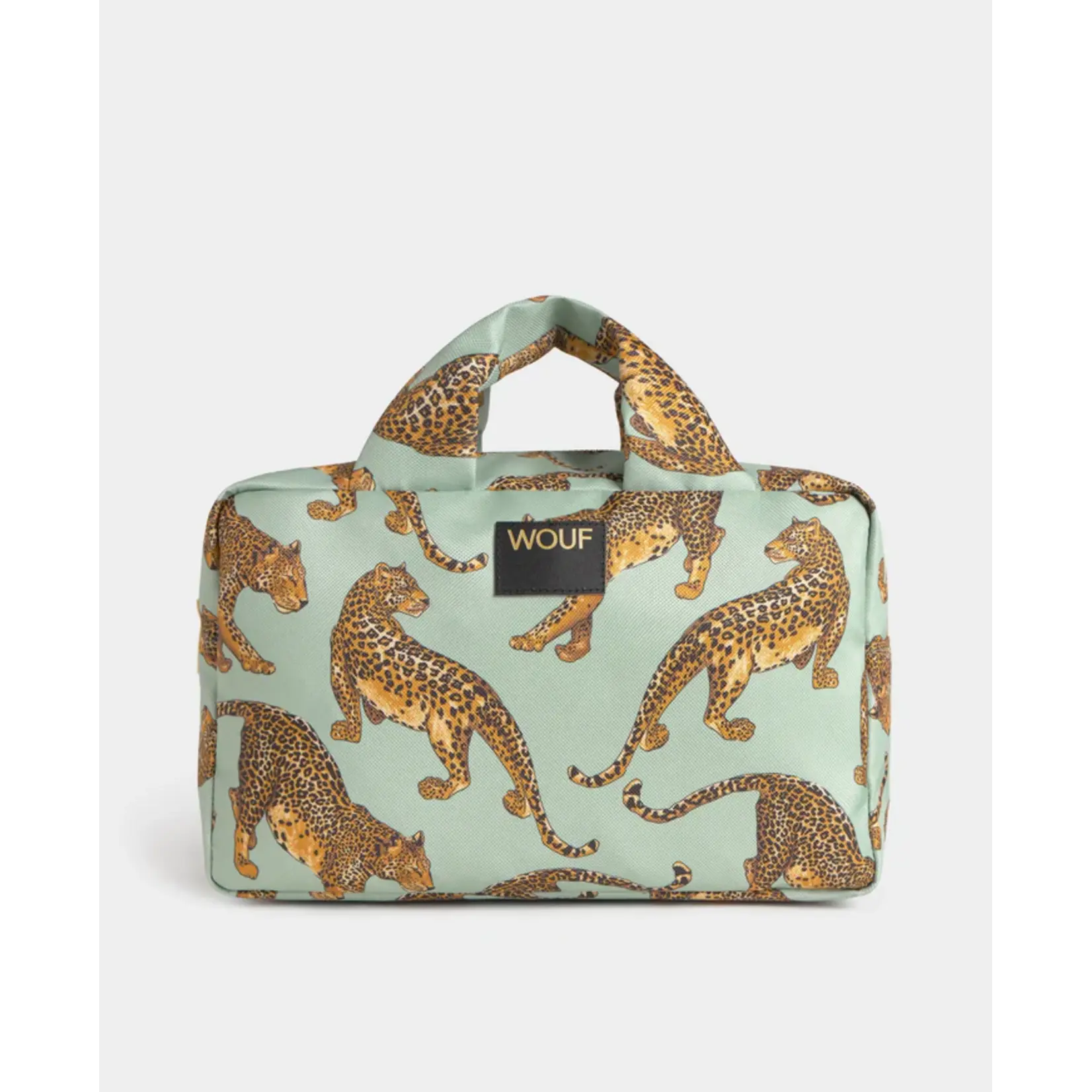 Wouf Large Toiletry Bag Emerald Leopard