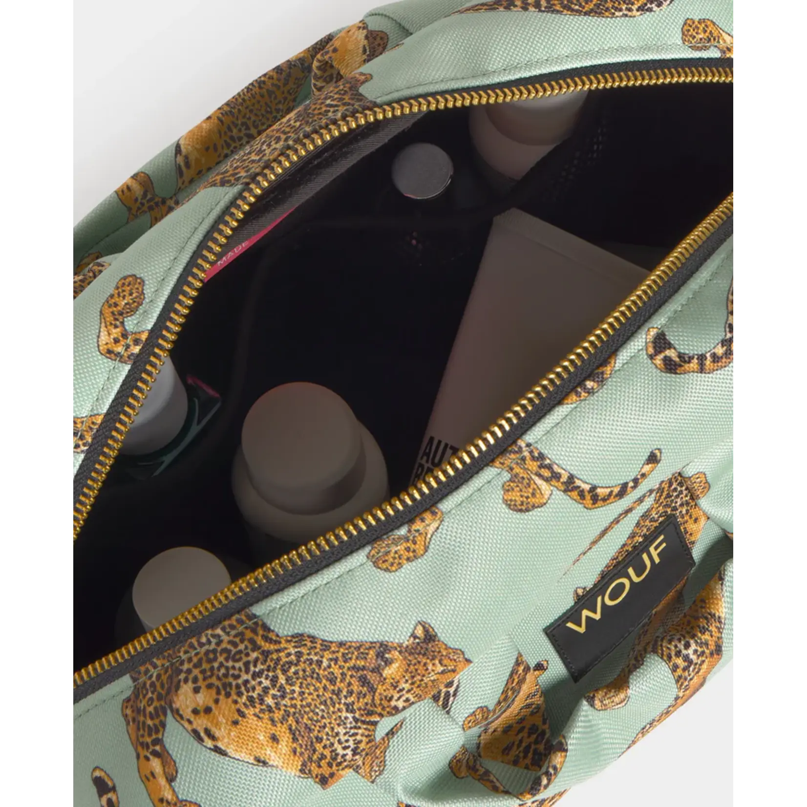 Wouf Large Toiletry Bag Emerald Leopard