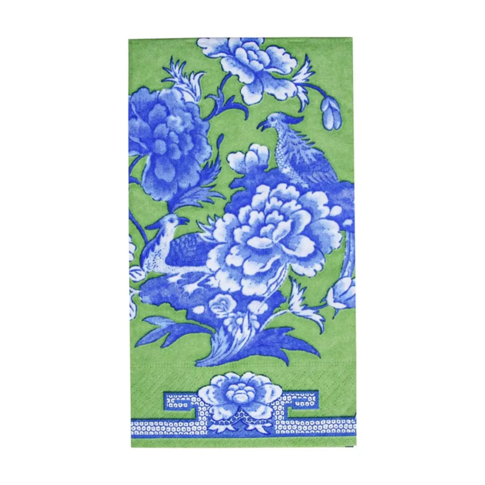 Caspari Green and Blue Plate Guest Towel