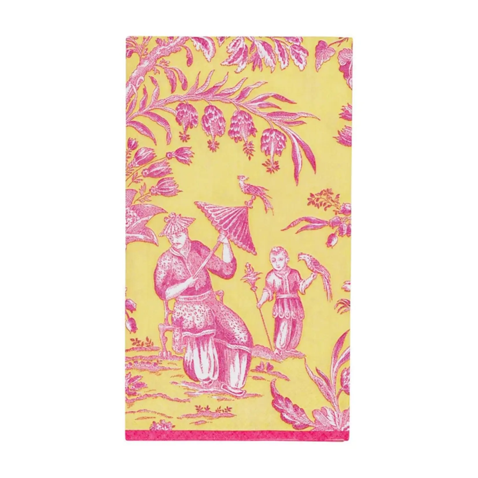 Caspari Silk Road Toile Chartreuse Guest Towel