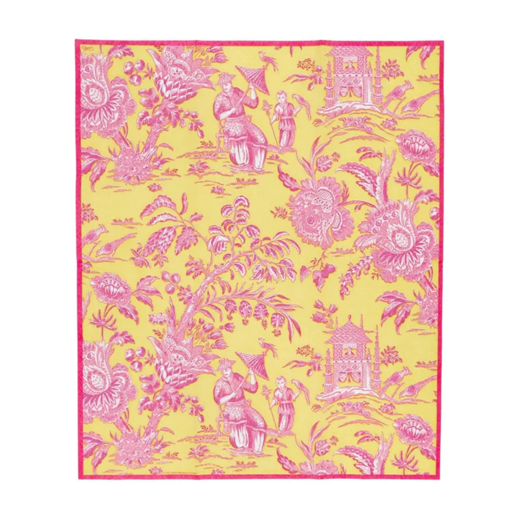 Caspari Silk Road Toile Chartreuse Guest Towel