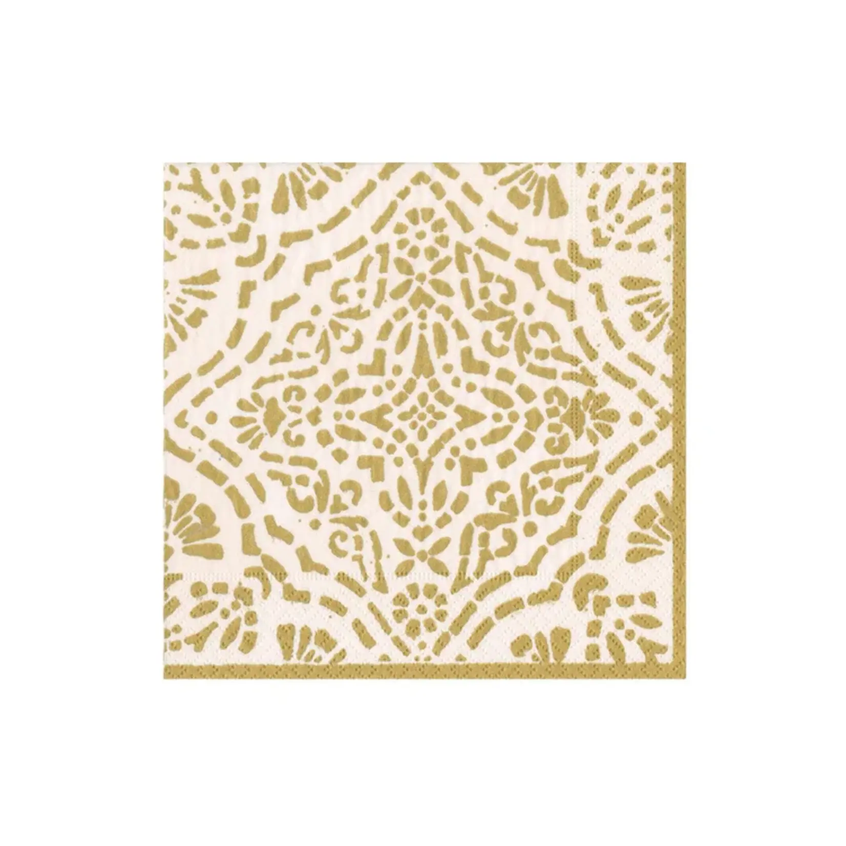Caspari Annika Ivory/Gold Cocktail Napkin