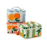 Two's Company Orange Grove Cotton Block Printed Toiletry Train Case