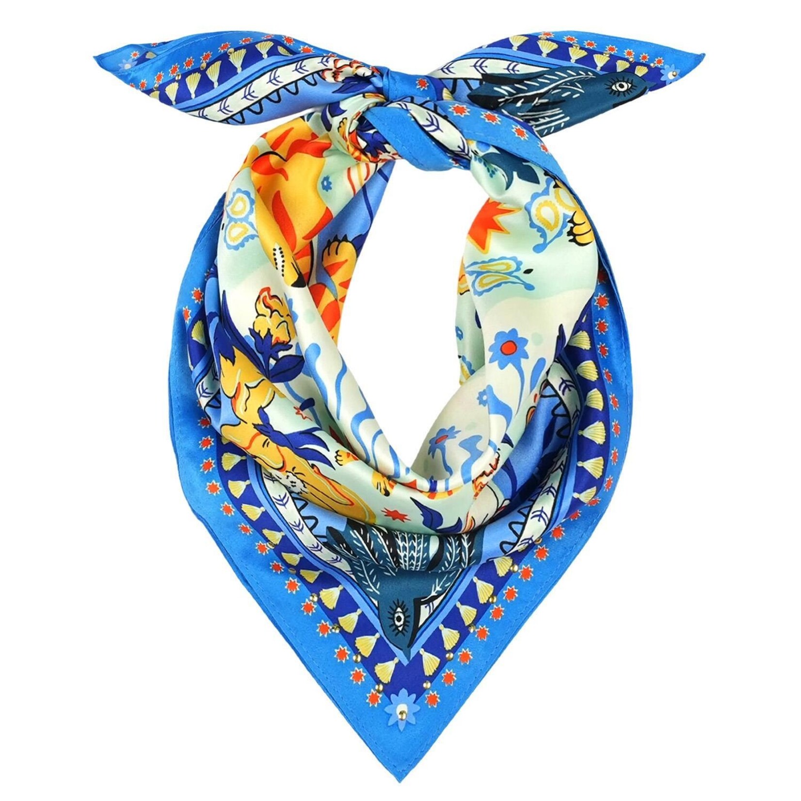 Two's Company Bandidas Blue Mini Square Scarf