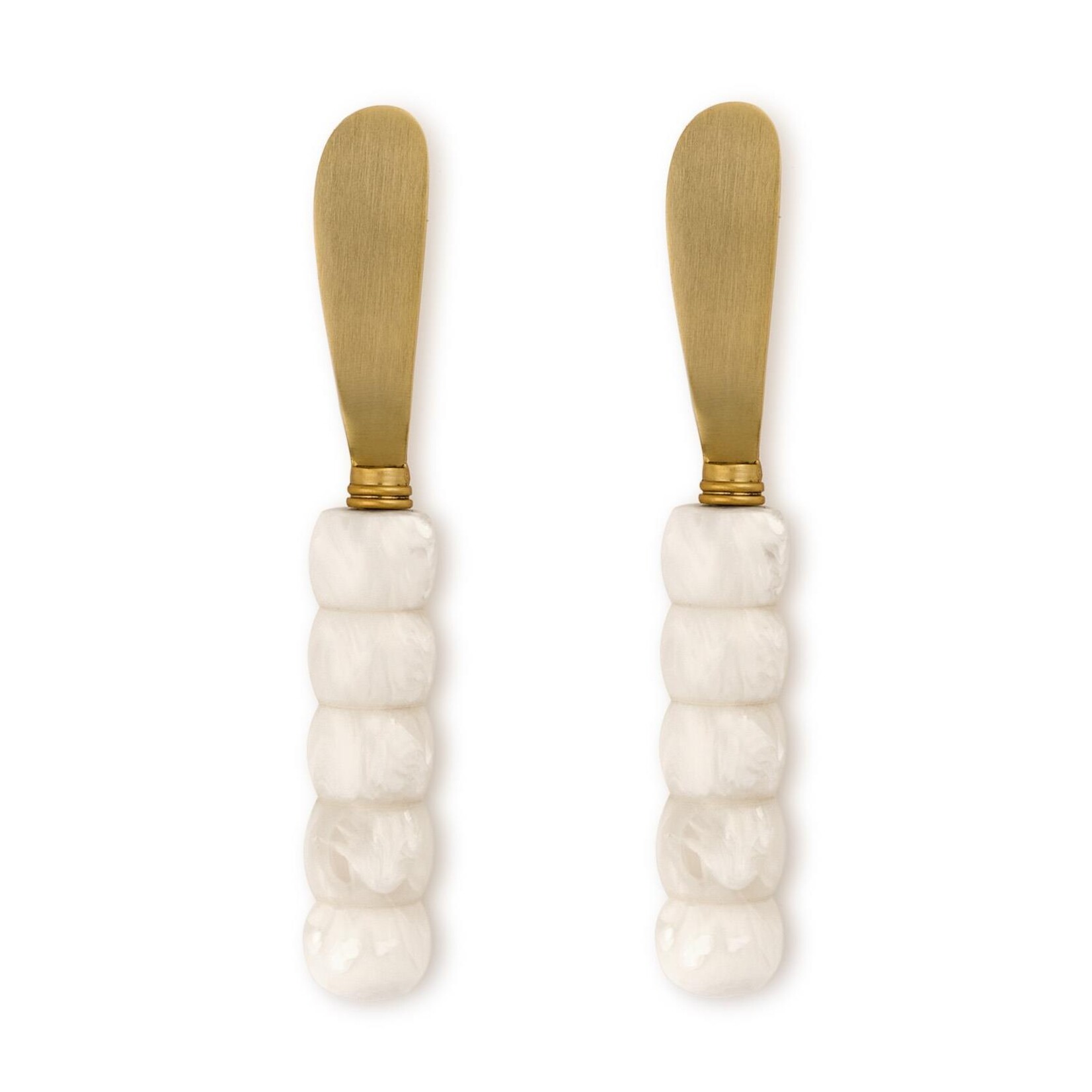 Two's Company Modern Pop Set of 2 White Beaded Spreaders