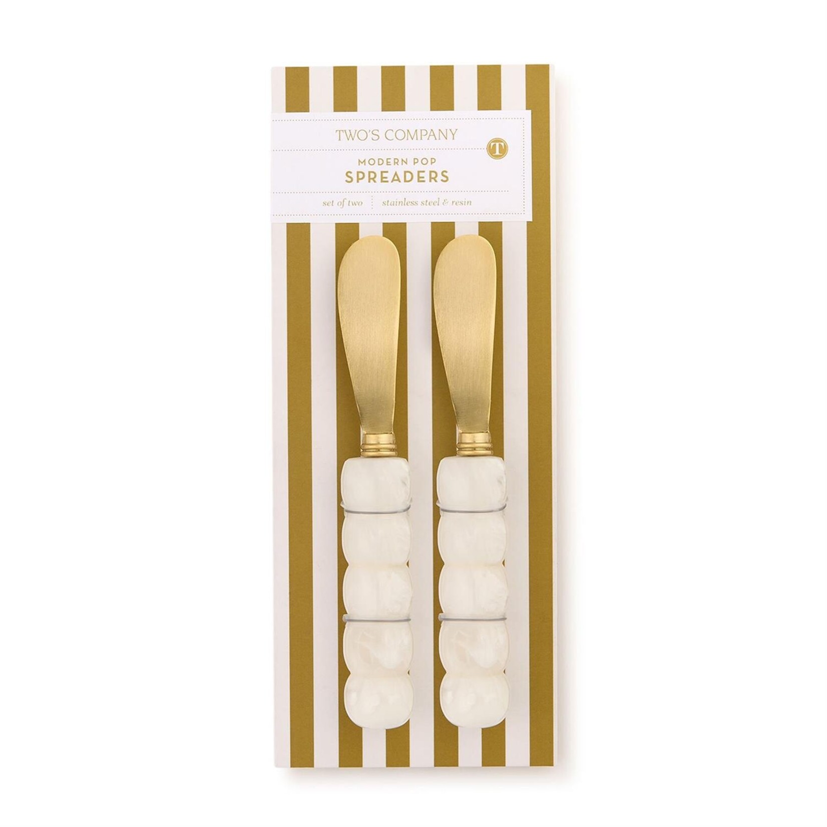 Two's Company Modern Pop Set of 2 White Beaded Spreaders