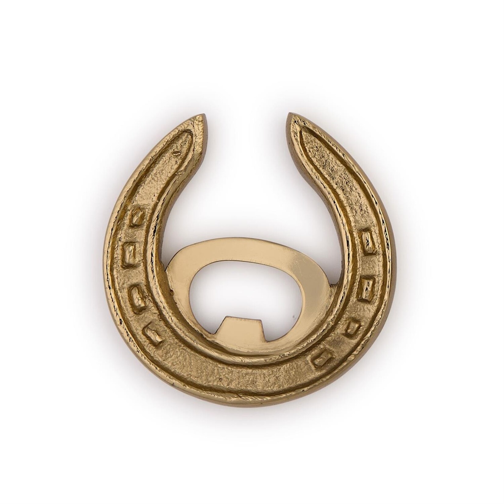 Two's Company Gold Horseshoe Bottle Opener on Gift Card