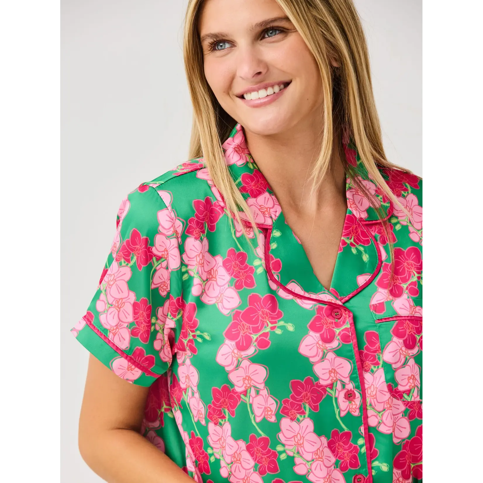 Mary Square Orchid Reverie Green Charlotte Short Set