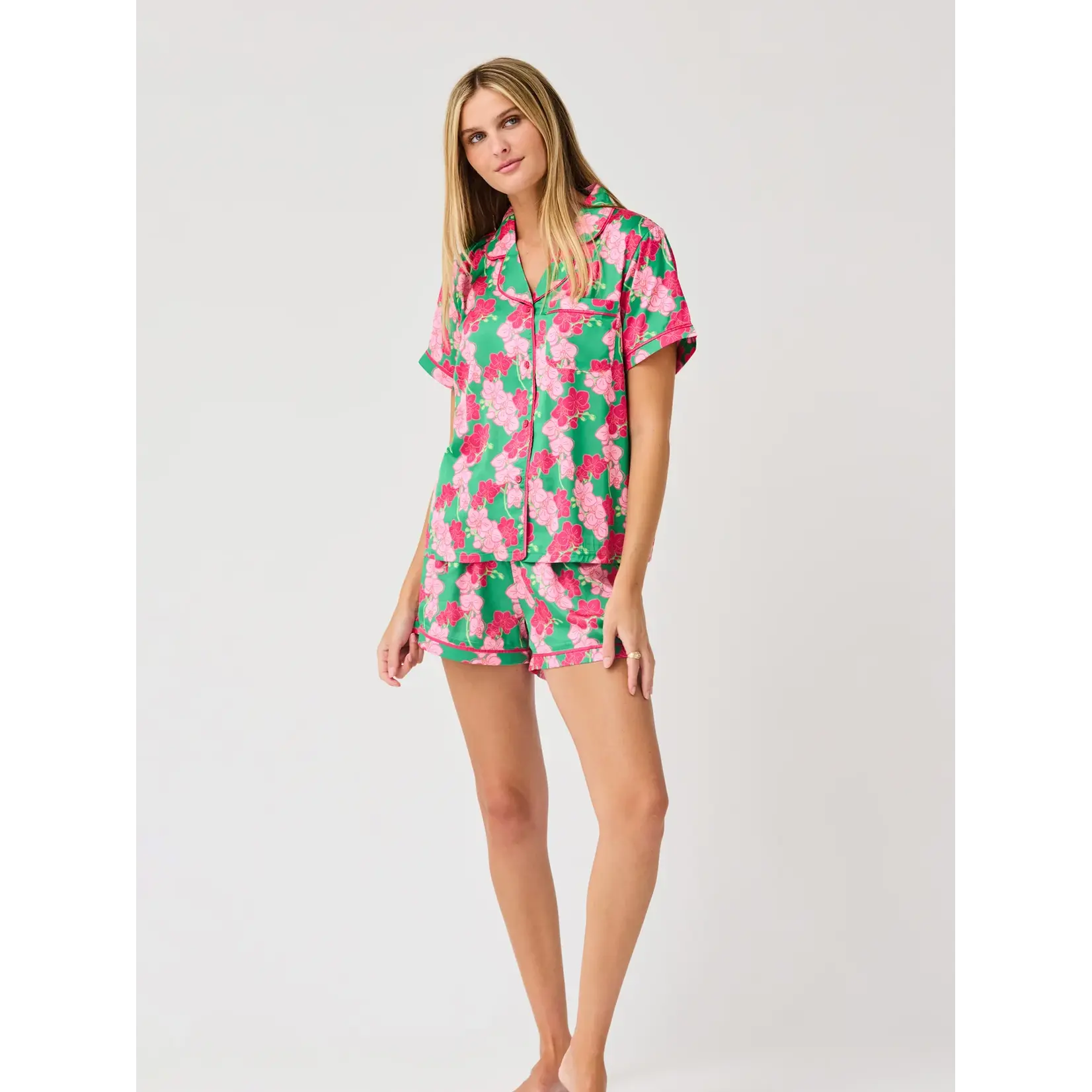 Mary Square Orchid Reverie Green Charlotte Short Set